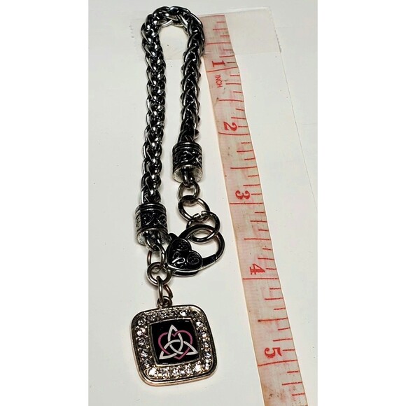 Celtic Trinity Knot Heart Charm Bracelet Silver Tone Pink & Black Romantic Gift - Picture 5 of 7